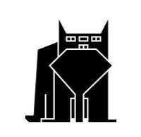 black cat behind weird shape