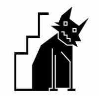 black cat with a stair tale