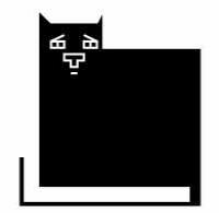 square black cat with no legs