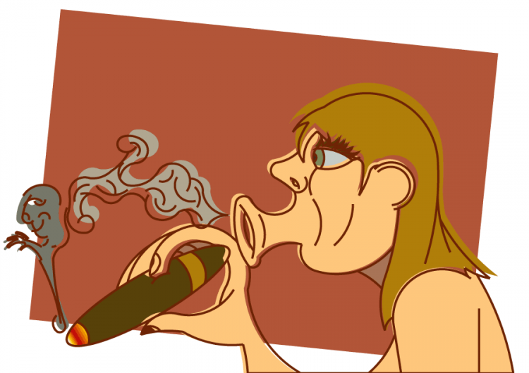 Cigar smoking girl